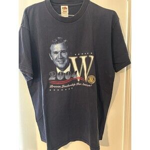 Vintage George W Bush 2004 T Shirt XL Navy Blue Political Presidential Campaign
